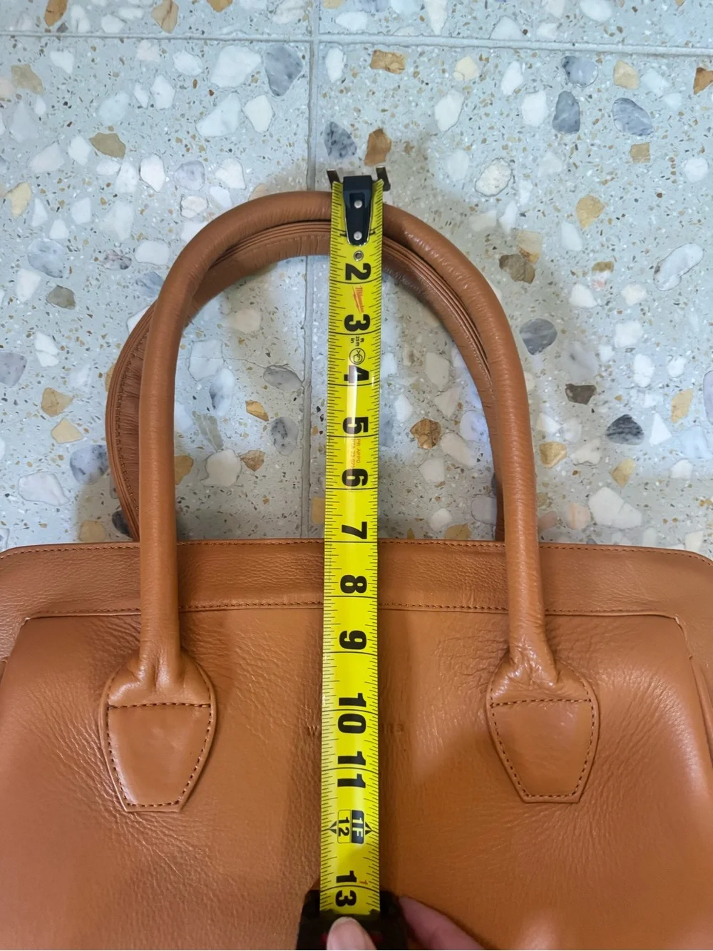 Cognac Leather Structured Tote with Double Handles Wanderer Travel Co Luxe Bag